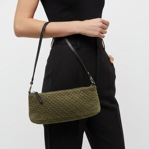 Outline Olive Green Quilted Shoulder Bag